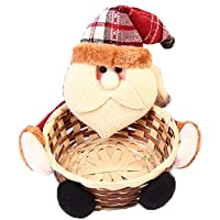 Ouken Navidad Dulces Almacenamiento Cesta de bambú Canasta de decoración (Santa)